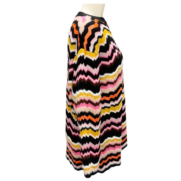 MISSONI BLACK / PINK MULTI 2024 CHEVRON ZIG ZAG KNIT OVERSIZED CREWNECK PULLOVER - Picture 2 of 5